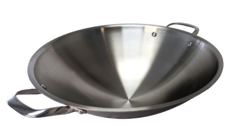 16.5" Stainless Steel Wok with Lid, 2 ears (Induction Ready)