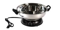 Electric Shabu Shabu Pot, 5-quart Stainless Steel and Black