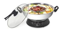 Electric Shabu Shabu Pot, 5-quart Stainless Steel and Black