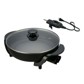 12" Round Nonstick Electric Skillet with Glass Cover, Black