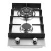 2-Burners Gas Cooktop 12in Eascookchef Stainless Steel NG/LPG Convertible