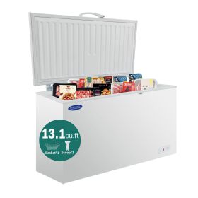 ORIKOOL Chest Freezer 13.1 Cu.ft Solid Top Commercial Deep Chest Freezers with Lockable Stay-Open Lid Painted for Back-of-House Bulk Storage