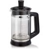 French Press with Cocoa Attachment, Glass Carafe, 1 Liter, Black,