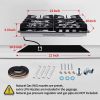 Gas Cooktop 24 inch Black Tempered Glass 4 Burners Built-in Hob NG/LPG Convertible