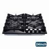 Gas Cooktop 24 inch Black Tempered Glass 4 Burners Built-in Hob NG/LPG Convertible