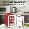 Mini Fridge, 4L/6 Can Portable Cooler & Warmer Freon-Free Small Refrigerator Provide Compact Storage for Skincare, Beverage, Food, Cosmetics, Red