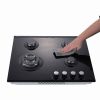 Gas Cooktop 24 inch Black Tempered Glass 4 Burners Built-in Hob NG/LPG Convertible