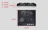 Gas Cooktop 24 inch Black Tempered Glass 4 Burners Built-in Hob NG/LPG Convertible